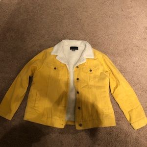 Mustard, fur-lined Jean Jacket